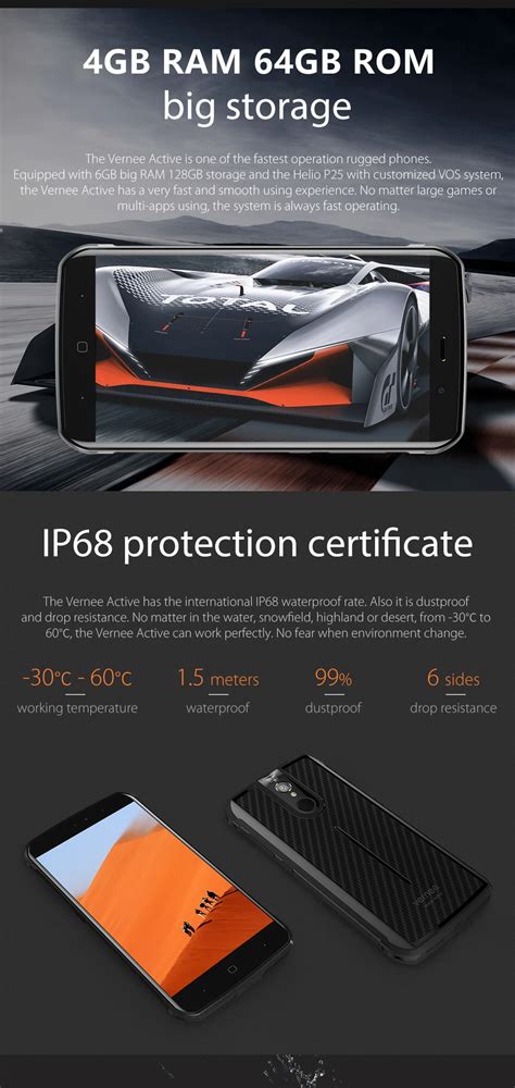 Vernee Active V1 NFC IP68 Waterproof Rugged Semovente Phones 5.5 ...