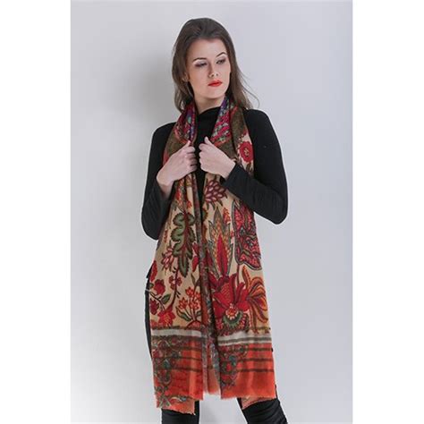 Plain Casual Wear Floral Pashmina Digital Print Shawl With Border At Rs