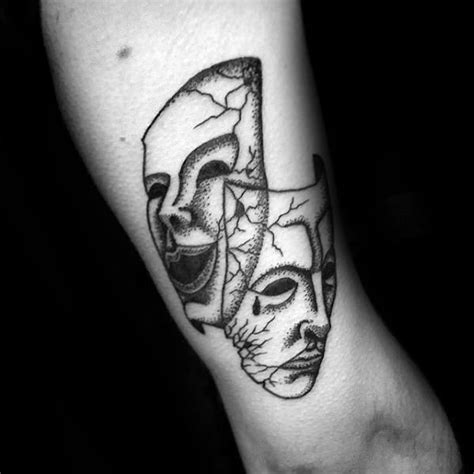 60 Drama Mask Tattoo Designs For Men Theatre Ink Ideas