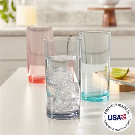 Us Acrylic Classic 16 Ounce Premium Quality Plastic Water Tumblers In Coastal Mist Colors Set