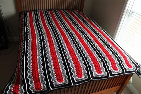 Afghan Handmade Crochet Queen Size Blanket Red Grey Etsy