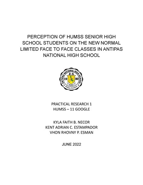 Perception OF Humss Senior HIGH School Student - PERCEPTION OF HUMSS ...