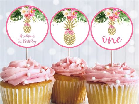 Bearbeitbare Ananas Geburtstag Cupcake Toppers S Wie Eine Etsy Schweiz