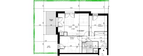 Plan appartement T3 de 56 99 m² neuf au Le Crotoy résidence Vert