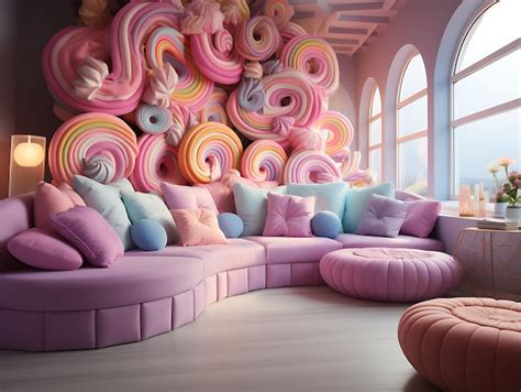 Premium Photo | Backdrop of Candyland Room Giant Lollipops Candy Shaped ...