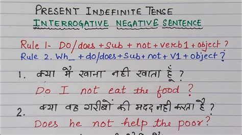 Present Indefinite Tense Interrogative Negative Sentence