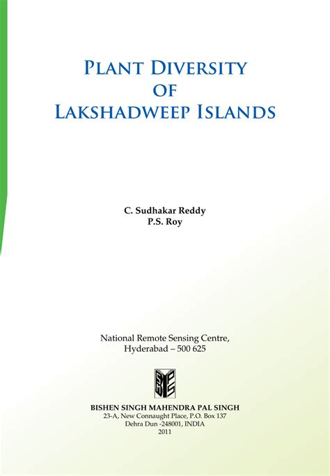 Pdf Plant Diversity Of Lakshadweep Islands