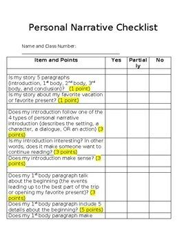 Personal Narrative Rubric By Morgan Frank TPT