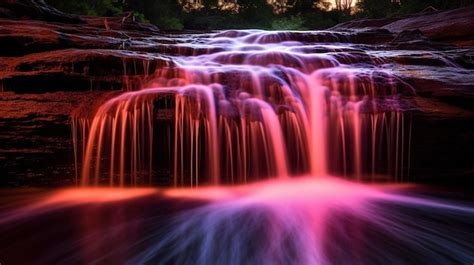 Premium AI Image | a waterfall with pink water and the words " pink ...