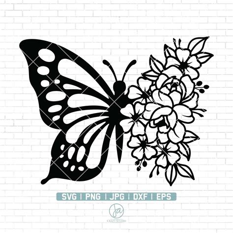 Butterfly Svg File Butterfly Flower Svg Floral Butterfly Etsy Australia