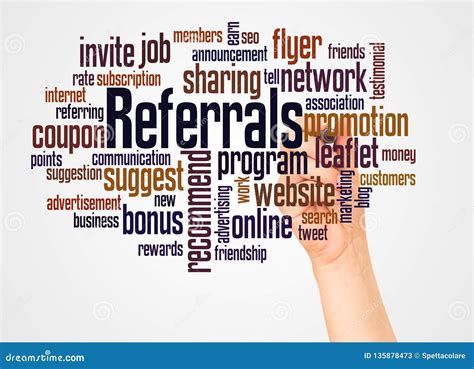 Referrals Word Cloud And Hand With Marker Concept Stock Image Image