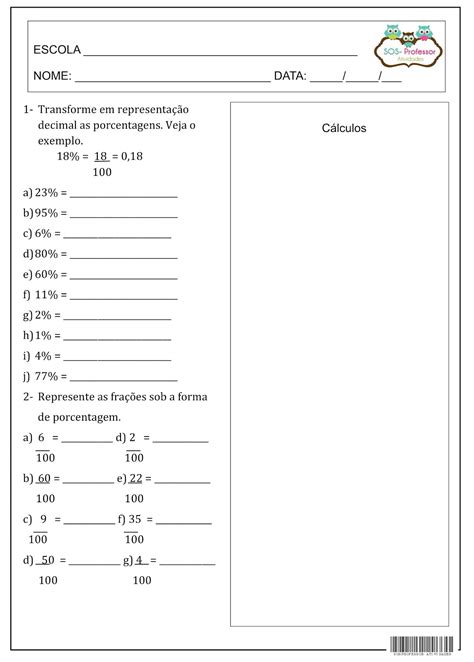 Sosprofessor Atividades Porcentagem