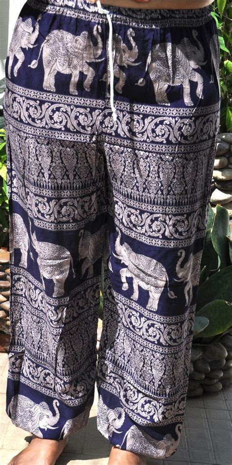 Black Elephant Pants Thai Pants Boho Harem Pants Hippie Etsy