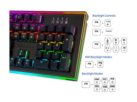 Rosewill Mechanical Gaming Keyboard Rgb Backlit Modes Dynamic