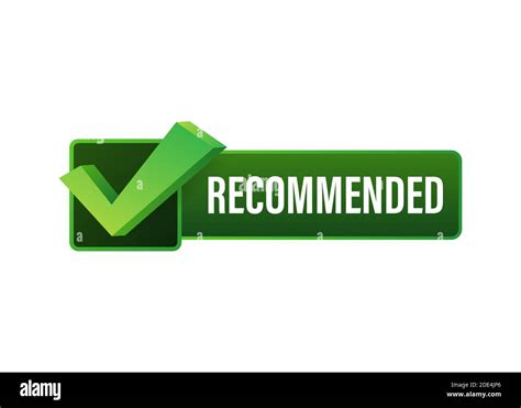 Recommend icon. White label recommended on green background. Vector ...