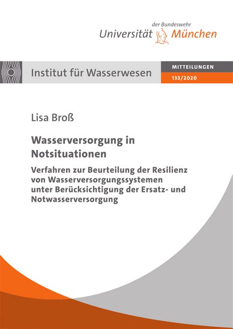 Pdf Wasserversorgung In Notsituationen Verfahren Zur Beurteilung