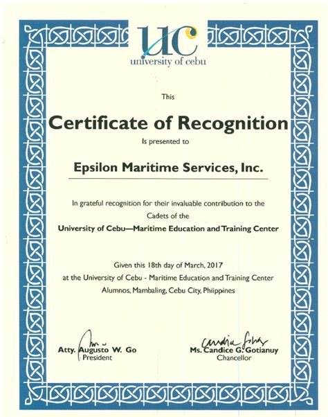 Epsilon Hellas – Commencement and Recognition Day, University of Cebu – March 2017