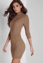 Mini Turtle Neck Dress Nude Missguided Casual Superbalist