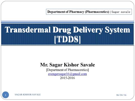 Transdermal Drug Delivery System [tdds] Ppt