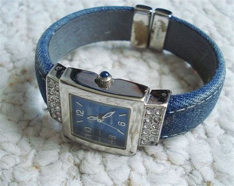 Joan Rivers Classics Blue Denim Bangle Watch With Crystal Etsy