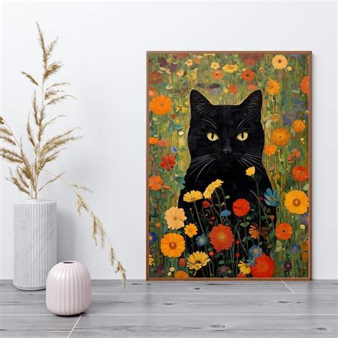 Gustav Klimt Black Cats Etsy