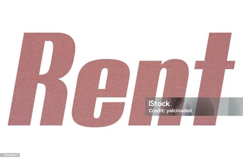 Rent Word With Terracotta Colored Fabric Texture On White Background