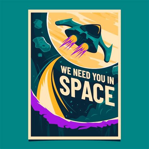 Premium Vector Flat Retro Space Poster