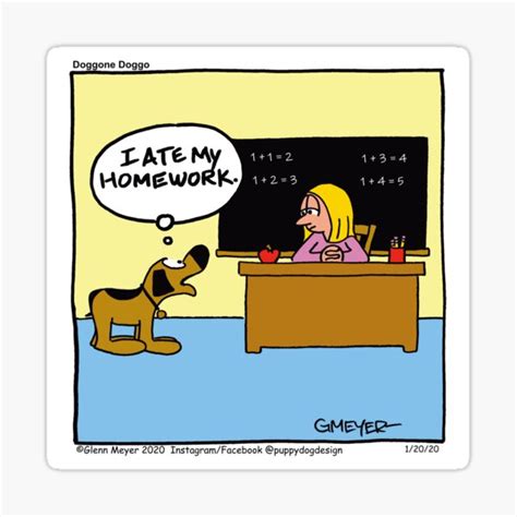 I Ate My Homework Funny Dog Cartoon Sticker For Sale By