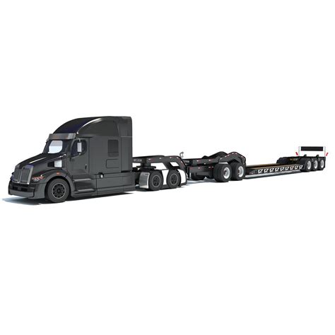 Heavy-Duty Truck Truck With Lowbed Trailer 3D model - Download Truck on ...