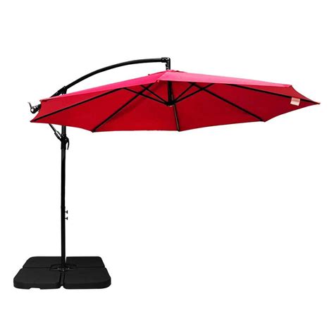 Sunrinx Ft Steel Cantilever Offset Patio Umbrella In Red With Crank