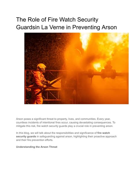 Ppt The Role Of Fire Watch Security Guardsin La Verne In Preventing