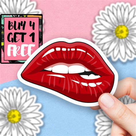 Red Lips Sticker Sexy Sticker Cute Feminist Stickers Laptop Etsy