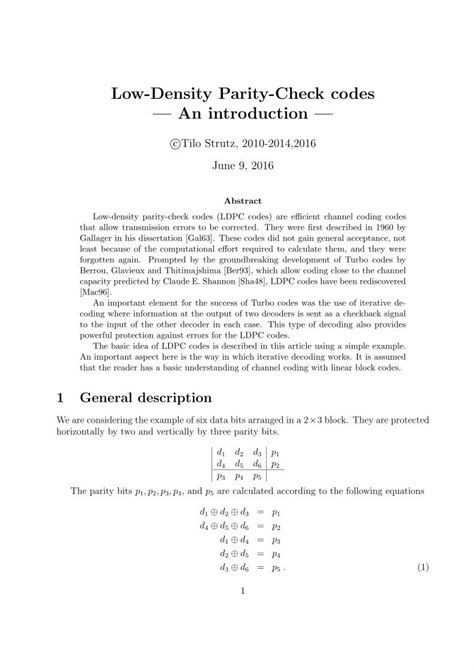 Pdf Ldpc Codes An Introduction Low Density Parity Check Codes