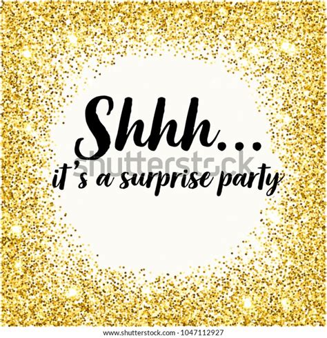 Shhh Surprise Birthday Party Golden Glitter Vetor Stock Livre De