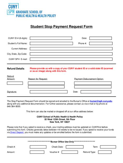 Fillable Online Sph Cuny Stop Payment Form Template Fill Online