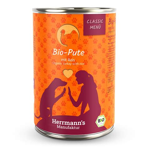 Herrmann S Bio Pute Mit Reis Classic Nassfutter 6 X 400 G