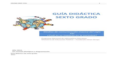 GUÍA DIDÁCTICA SEXTO GRADO FODfod ac cr guiasdidacticas pdf guia