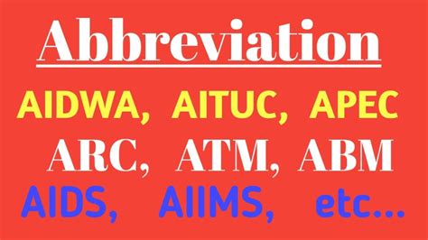 Abbreviation Par Aidwa Arc Aids Etc In English For All Competitive