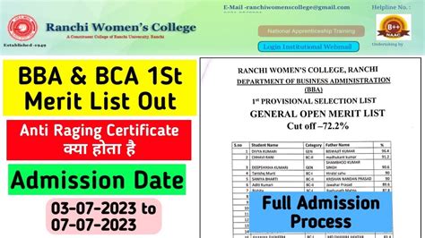 Ranchi Womens College Bba And Bca Admission Process 2023 Rwc