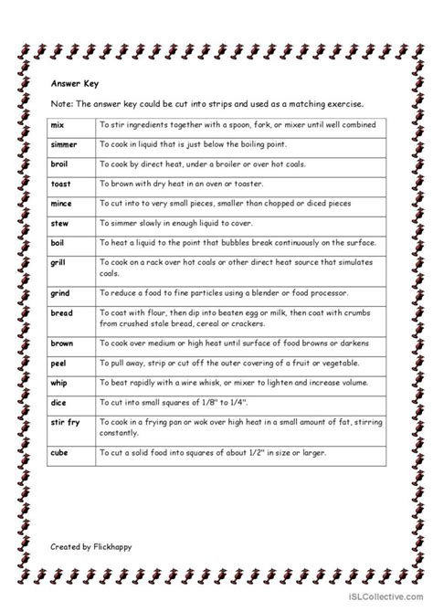 Common Cooking Vocabulary 2 English ESL Worksheets Pdf Doc