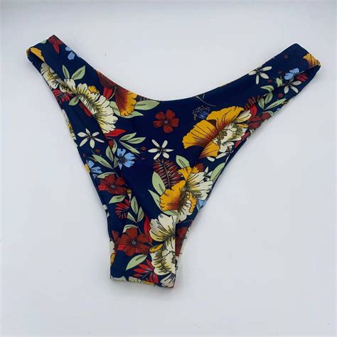 NWOT Blue Floral Bikini Swim Bathing Suit Bottoms Depop