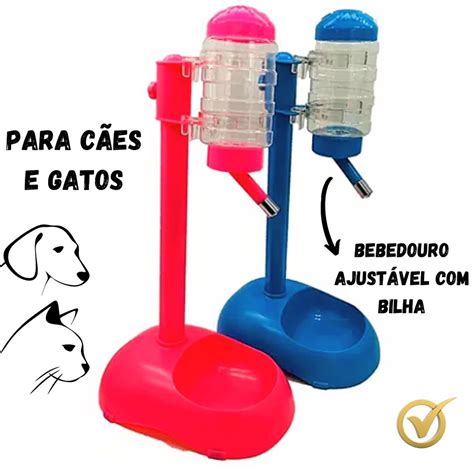 Comedouro Automatico Bebedouro Ajustavel Caes Pet Gato Cachorro Pelos