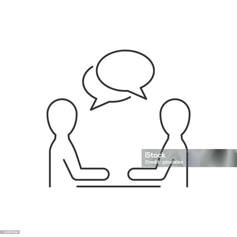 Zwei Männer Diskussionlinie Symbol Auf Weißem Hintergrund Stock Vektor ...
