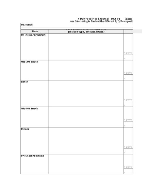 05 - Food-Mood Journal Template (For Step 3 of Action Plan) | PDF ...