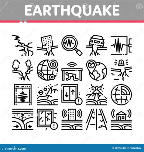 Earthquake Disaster Collection Icons Set Vector Stock Vector