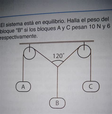 El sistema está en equilibrio Halla el peso delbloque B si los