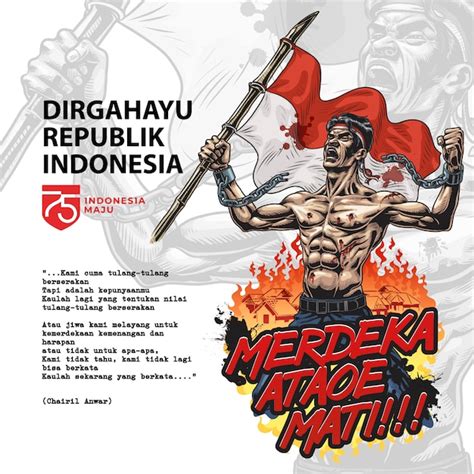 Premium Vector Indonesian Freedom Fighter Merdeka Ataoe Mati Comic