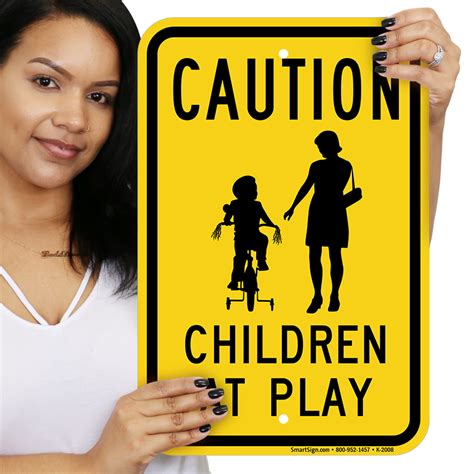 Caution, Children at Play Sign (Mother & Tricycle Graphic), SKU: K-2008