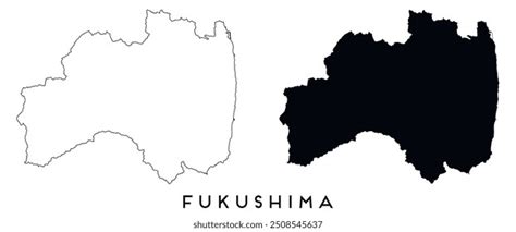 Fukushima Map Regions Districts Vector Black Stock Vector Royalty Free