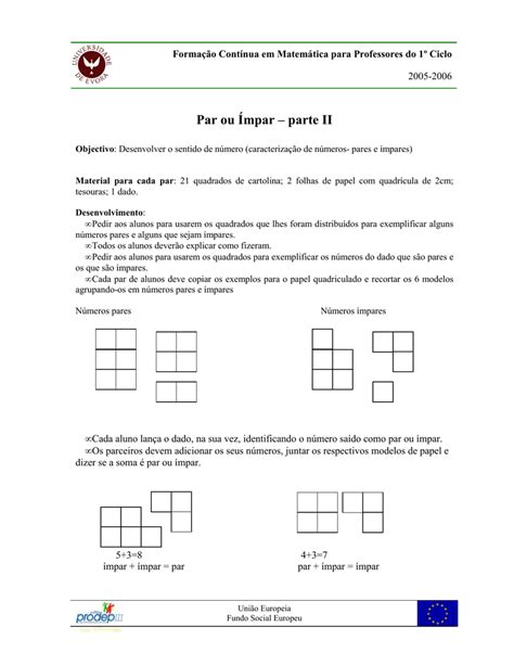 Par ou Ímpar Aprender Matemática